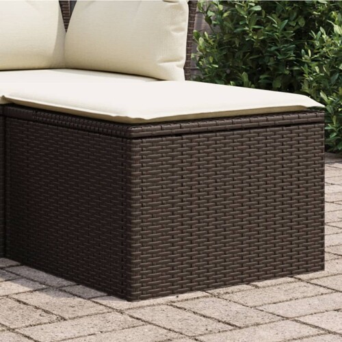 vidaXL Vrtni tabure s jastukom smeđi 55 x 55 x 37 cm od poliratana