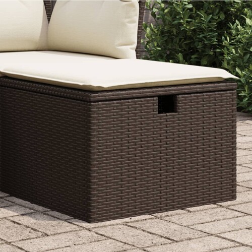 vidaXL Vrtni tabure s jastukom smeđi 55 x 55 x 37 cm od poliratana