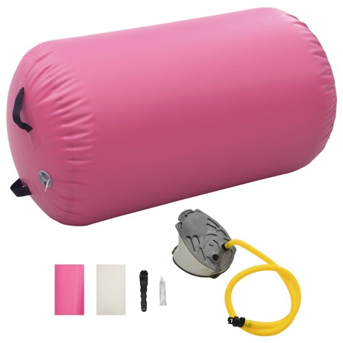 vidaXL Gimnastički valjak na napuhavanje s crpkom 100x60 cm PVC rozi