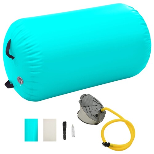 vidaXL Gimnastički valjak na napuhavanje s crpkom 100x60 cm PVC zeleni