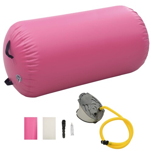 vidaXL Gimnastički valjak na napuhavanje s crpkom 120 x 90 cm PVC rozi