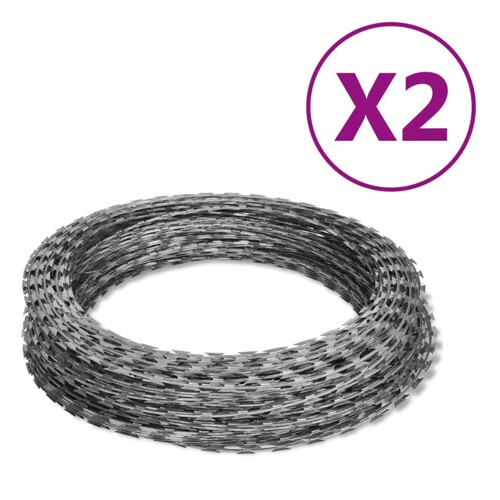 vidaXL Žilet-žica spiralne role 2 kom od pocinčanog čelika 100 m