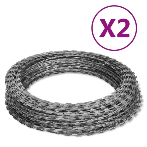 vidaXL Žilet-žica spiralne role 2 kom od pocinčanog čelika 60 m