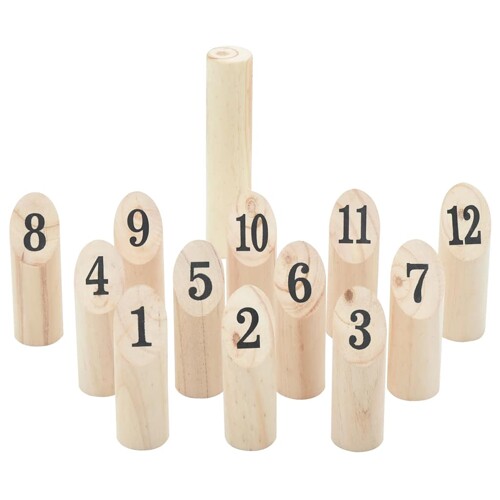 vidaXL 13-dijelni set za igru brojevima Kubb od borovine s torbom