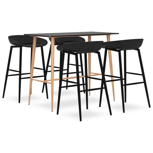 vidaXL 5-dijelni barski set crni