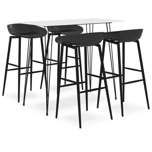 vidaXL 5-dijelni barski set bijelo-crni