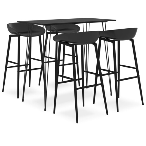 vidaXL 5-dijelni barski set crni