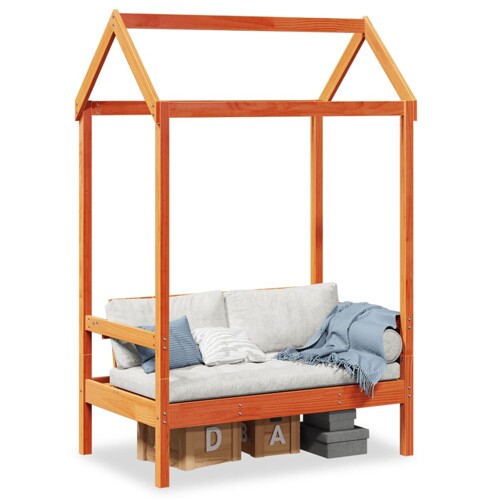vidaXL Klupa s krovom voštano smeđa 117,5x70x176,5 cm masivna borovina