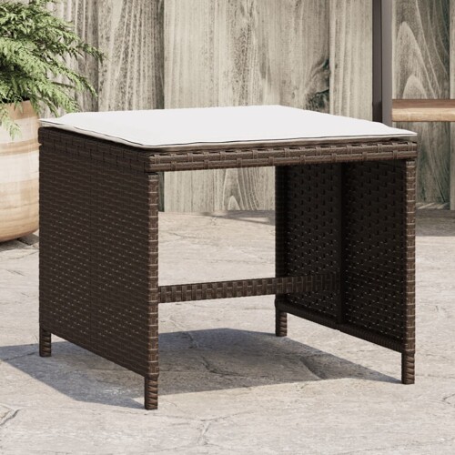 vidaXL Vrtni taburei s jastucima 4 kom smeđi 40x40x35 cm od poliratana