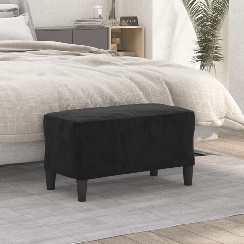 vidaXL Klupa crna 70 x 35 x 41 cm baršunasta