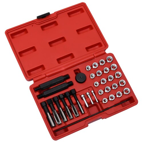 vidaXL 33-dijelni set alata za popravak navoja svjećice M8 M10 M12