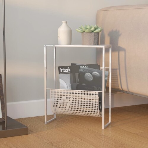 vidaXL Stalak za časopise srebrni 35 x 15 x 45 cm čelični