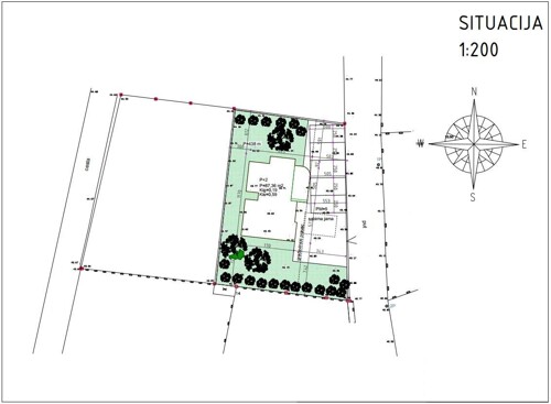 Građevinsko zemljište, projekt za villu sa 3 stana, Vodice