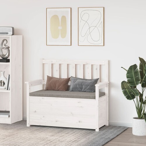vidaXL Klupa bijela 112,5 x 51,5 x 96,5 cm od masivne borovine