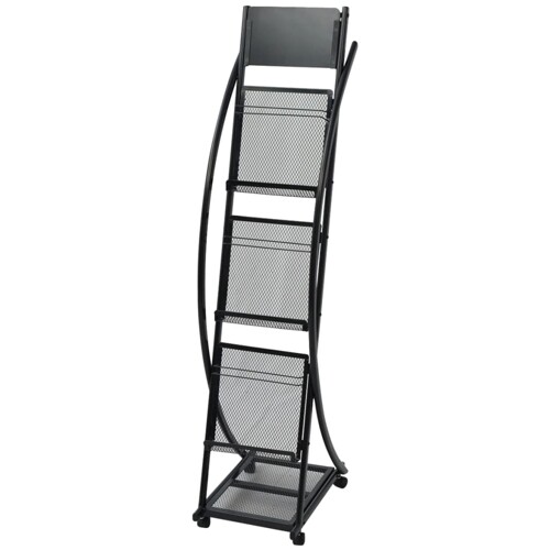 vidaXL Stalak za Časopise 40x32x131 cm Crni A4