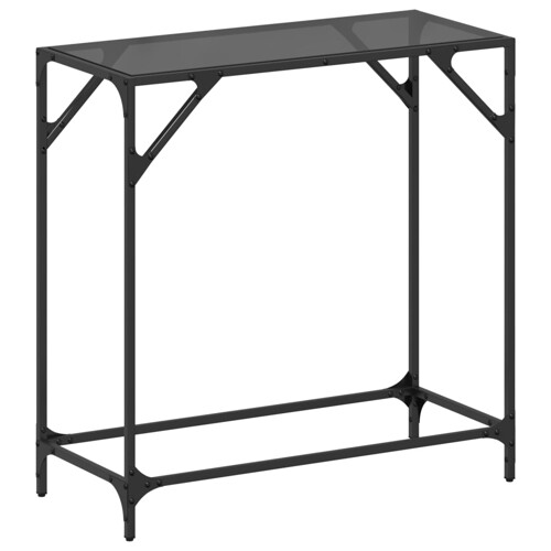 vidaXL Konzolni stol s crnom staklenom površinom 80x35x81 cm čelični
