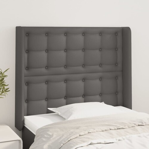 vidaXL Uzglavlje s ušima sivo 83x16x118/128 cm od umjetne kože