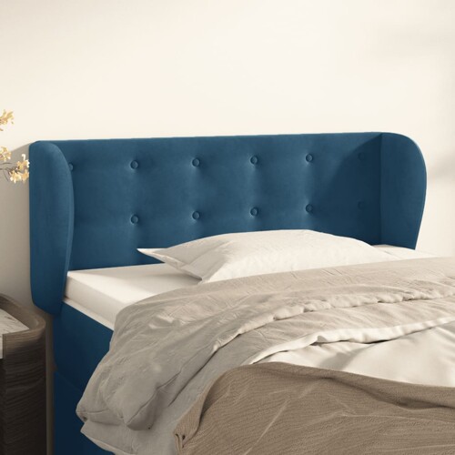 vidaXL Uzglavlje s ušima tamnoplavo 93x23x78/88 cm baršunasto