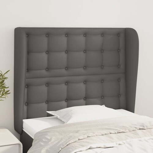 vidaXL Uzglavlje s ušima sivo 83 x 23 x 118/128 cm od umjetne kože