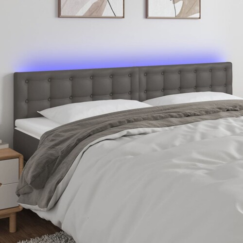 vidaXL LED uzglavlje sivo 160 x 5 x 78/88 cm od umjetne kože