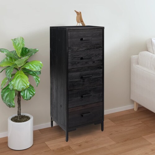 vidaXL Ladičar crni 42 x 35 x 110 cm od masivne borovine