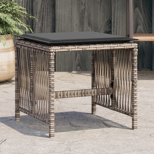 vidaXL Vrtni stolci s jastucima 4 kom sivi 41x41x36 cm od poliratana