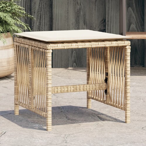 vidaXL Vrtni stolci s jastucima 4 kom bež 41x41x36 cm od poliratana