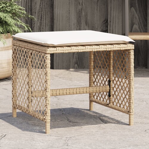 vidaXL Vrtni stolci s jastucima 4 kom bež 41x41x36 cm od poliratana