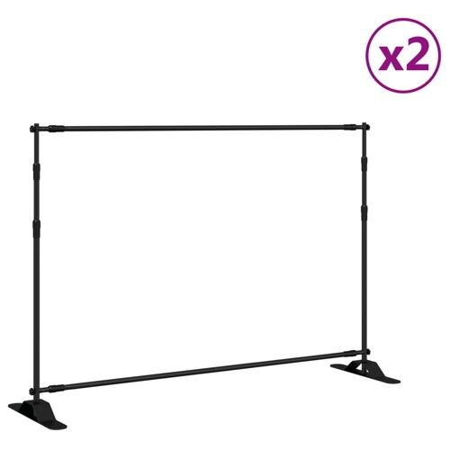 Stalci za pozadinu 2 kom crni 305 x 243 cm čelični - NOVO