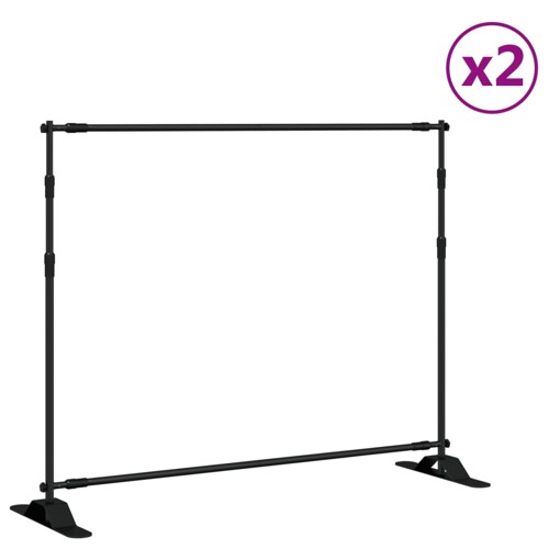 Stalci za pozadinu 2 kom crni 254 x 243 cm čelični - NOVO