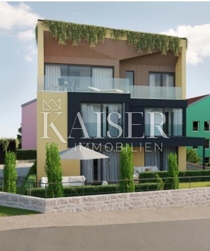 Otok Krk, Krk - dvoetažni stan u izgradnji s pogledom na mor