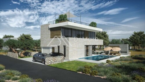 SUKOŠAN - Ekskluzivna VILLA s bazenom i krovnom terasom,100 m do plaže