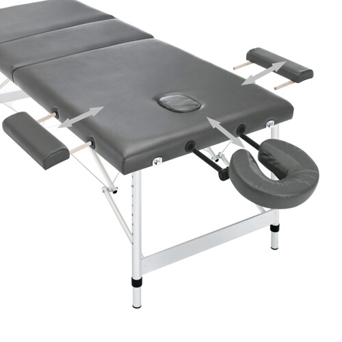 Masažni stol s 3 zone i aluminijskim okvirom antracit 186x68 cm - NOVO