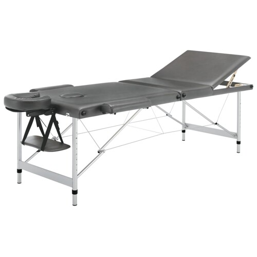 Masažni stol s 3 zone i aluminijskim okvirom antracit 186x68 cm - NOVO