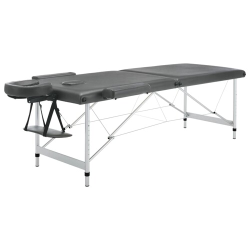Stol za masažu s 2 zone aluminijski okvir antracit 186 x 68 cm - NOVO
