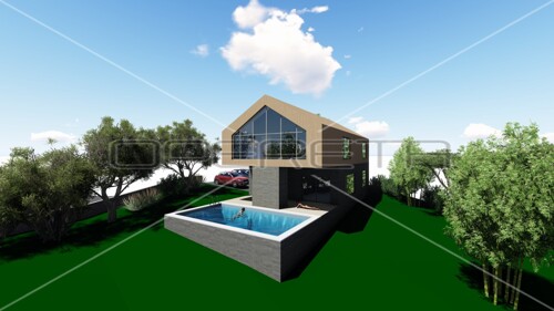 Projekt vile u prirodi 230m² uz Kupu sa bazenom i dvorištem 1219m²