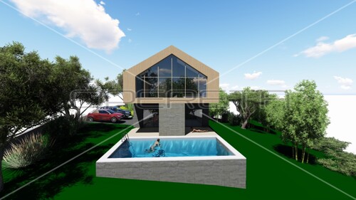 Projekt vile u prirodi 230m² uz Kupu sa bazenom i dvorištem 1219m²