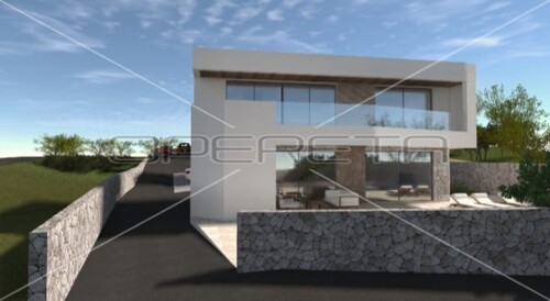 Zemljište s projektom moderne kuće s bazenom u Vinišću