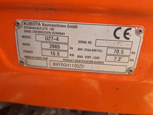 Mini bager Kubota U27, godina pr. 2014