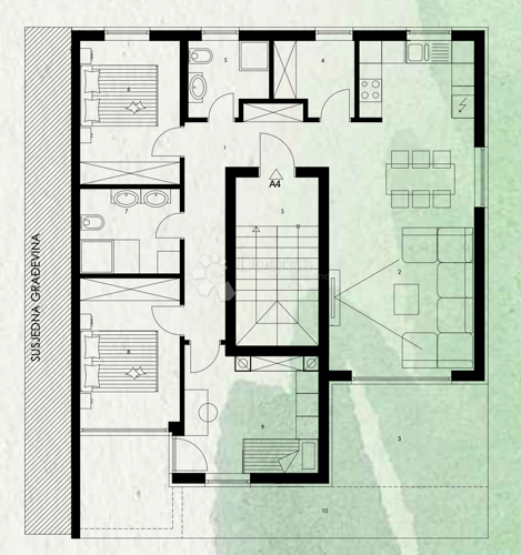 A4 STAN NA 2. KATU 96.70 m2, novogradnja ZGRADA C