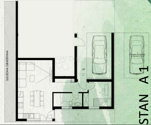 A1 STAN U PRIZEMLJU 46.70m2, novogradnja ZGRADA C