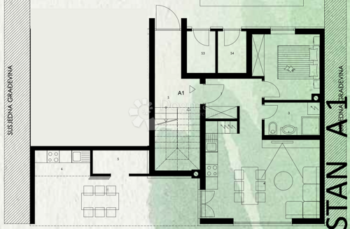 A1 STAN U PRIZEMLJU 48.70 m2, novogradnja ZGRADA B