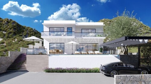 INVESTICIJA!!! Duće- vila s bazenom u izgradnji, pogled na more