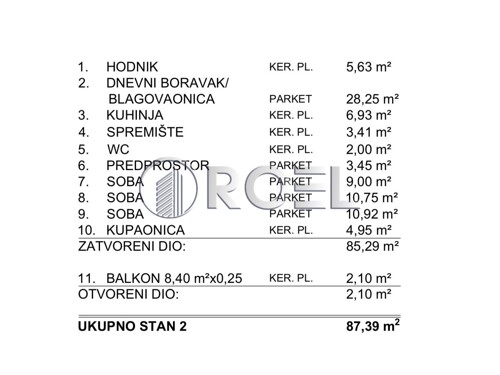 Četverosobni stan, Zagreb, Brestje, 87.39m2