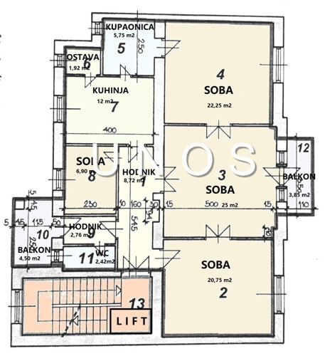 Livadićeva (3,5s) 116,82 m2, 2.kat/3, lift, balkoni, mirno