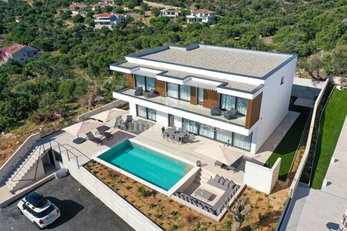 OTOK PAG, luksuzna vila s bazenom i pogledom na more, 100 m