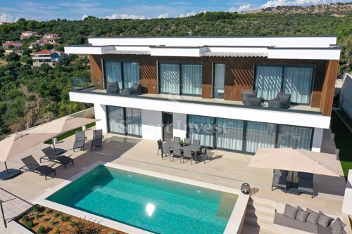 OTOK PAG, luksuzna vila s bazenom i pogledom na more, 100 m