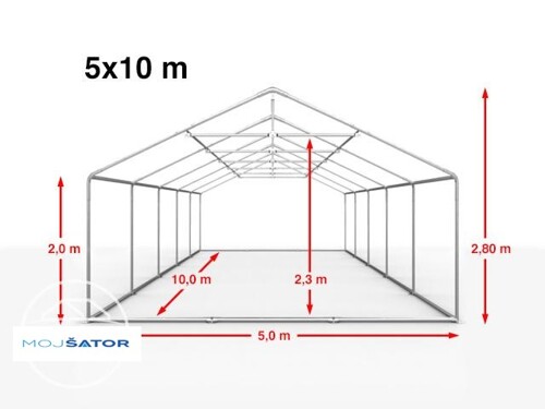 Šator za zabave 5x10 m Optiline 300 g PE
