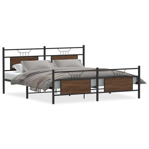 Metalni okvir kreveta bez madraca smeđa boja hrasta 183x213 cm - NOVO