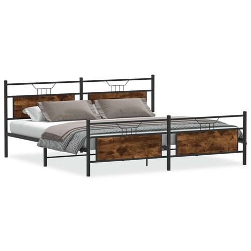 Metalni okvir kreveta bez madraca boja hrasta 193x203 cm - NOVO